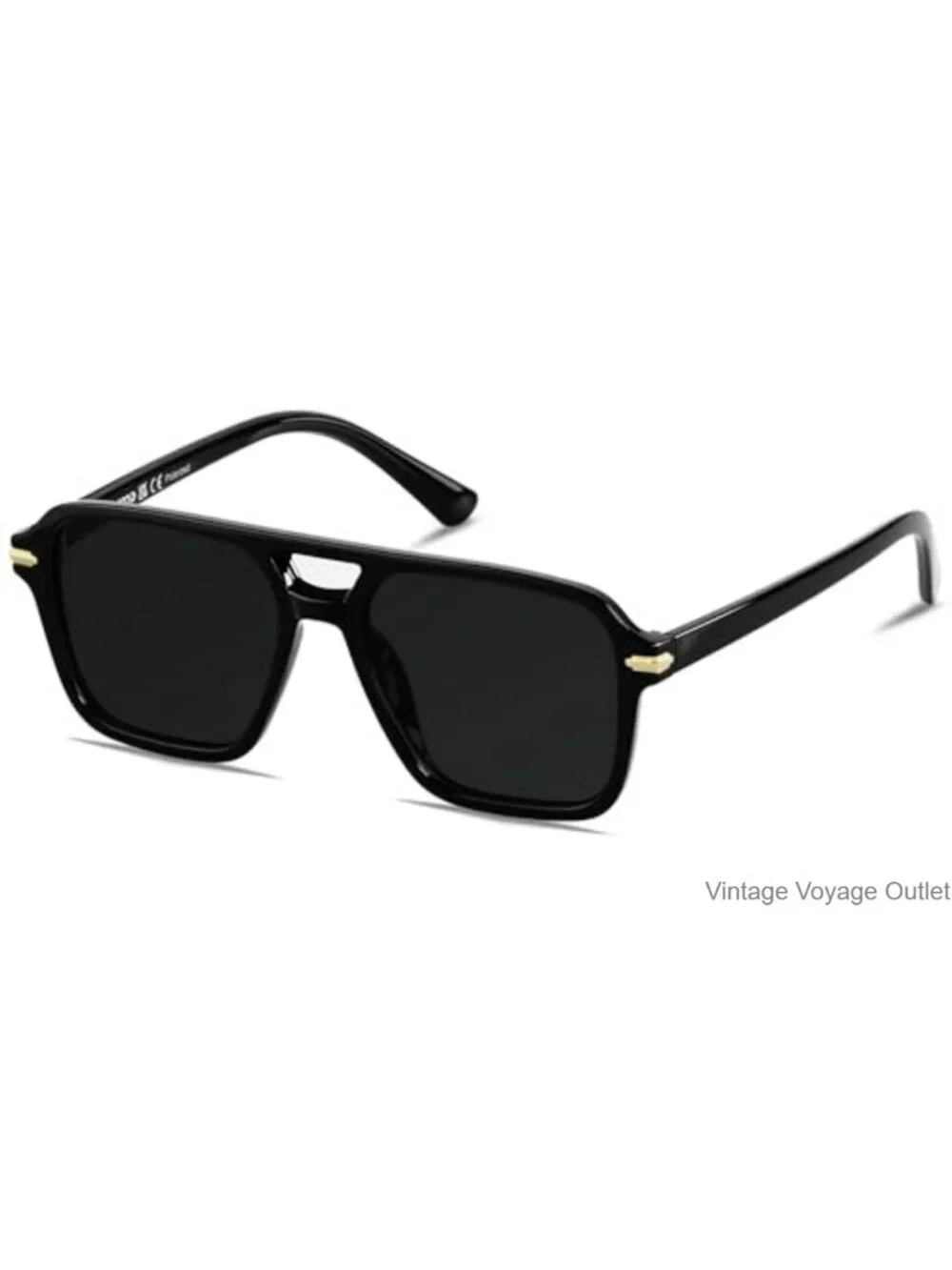Vintage Double Bridge Aviator Sunglasses Polarized UV400 Plastic Frame Unisex